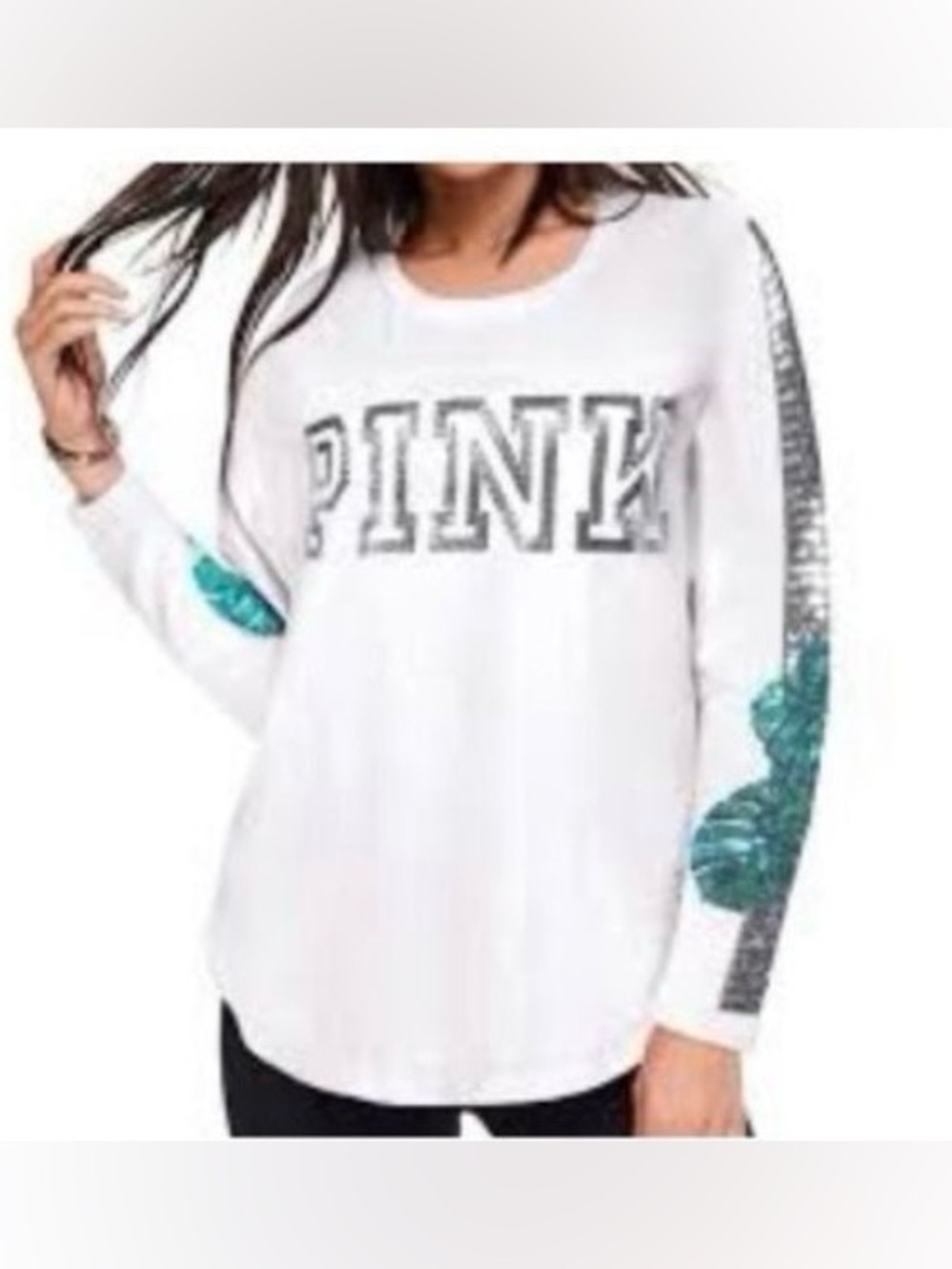 Pink Victoria’s Secret palm bling Tshirt M NWT